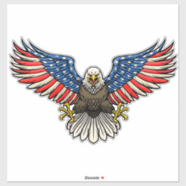 Adesivo Águia Careca Pintada com Bandeira Americana Patrió