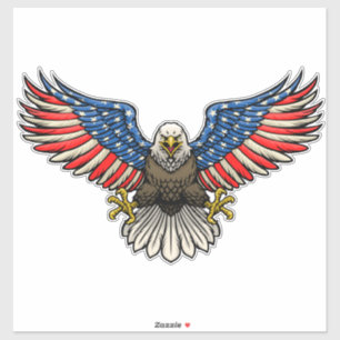 Adesivo Águia Careca Pintada com Bandeira Americana Patrió