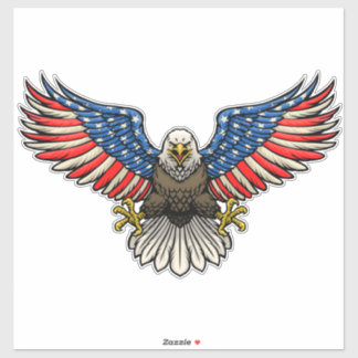 Adesivo Águia Careca Pintada com Bandeira Americana Patrió