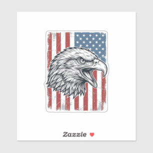 Adesivo Águia Patriótica Bandeira Americana Gravura Vintag