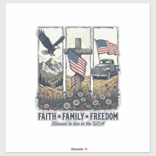 Adesivo Águia Patriótica Vintage Fé Família Liberdade