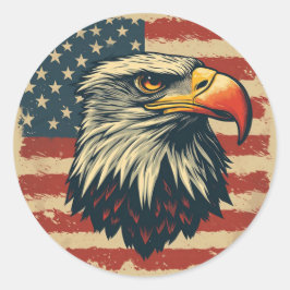 Adesivo Águia Vintage com Bandeira Americana – Arte Retro