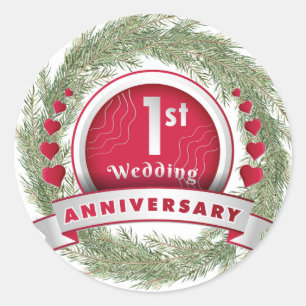Adesivo Agulha Pine Wreath Red 1rua Aniversário de Casamen
