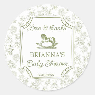 Adesivo Ah bebê cavalo de balanço verde sálvia baby shower