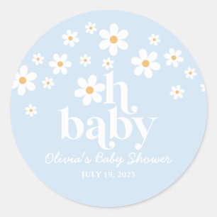 Adesivo Ah, Bebê! Margarida retrô azul boho Chás de Bebê