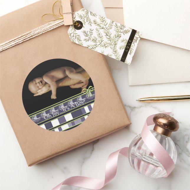 Adesivo AH Joy... É um menino! Foto do bebê (Presentear)