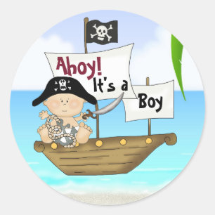 Adesivo Ahoy! É um chá de fraldas bonito do pirata do