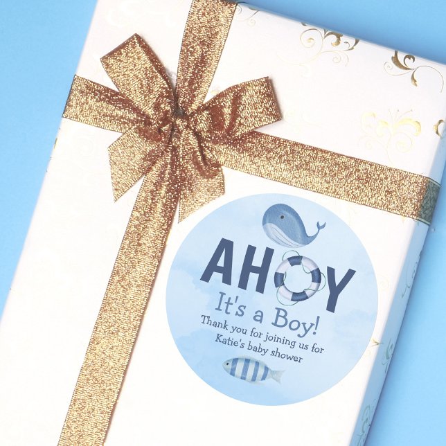 Adesivo Ahoy, é um Chá de fraldas costeiro de animais do O (Criador carregado)