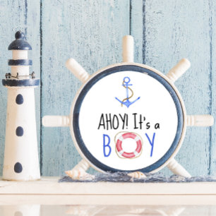 Adesivo Ahoy É um Menino! Chá de Bebê Náutico