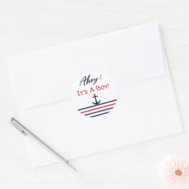 Adesivo Ahoy, é um menino! Chá de fraldas náutico