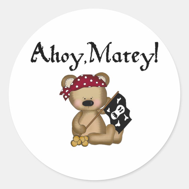 Adesivo Ahoy Matey Teddy Bear Pirata (Frente)