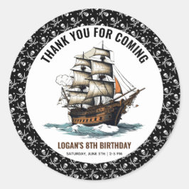 Adesivo Ahoy! Navio Pirata 8.º Aniversário