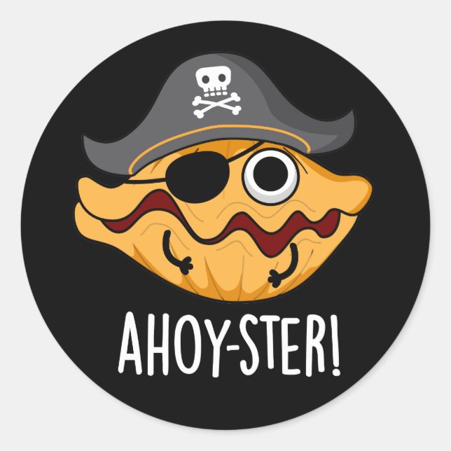 Adesivo Ahoy ster Funny Pirate Oyster Pun Dark BG (Frente)
