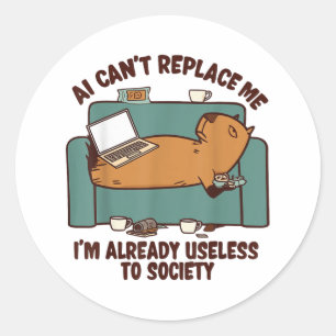 Adesivo Ai não pode me substituir por Capybara Funny inúti