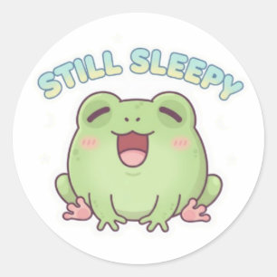 Adesivo Ainda um Sticker de Sapo Sonolento Fofa Caricatura