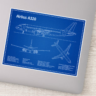 Adesivo Airbus A320 - Desenho de Planta do Avião Planos AD