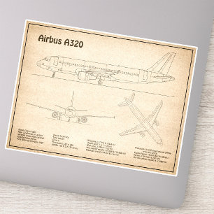 Adesivo Airbus A320 - Planos de desenho do avião Blueprint