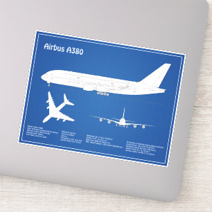 Adesivo Airbus a380 - Planos de desenho do avião Blueprint
