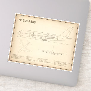 Adesivo Airbus a380 - Planos de desenho do avião Blueprint