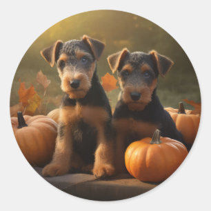 Adesivo Airedale Puppy Autumn Delight Pumpkin
