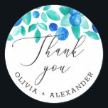 Adesivo Airelas azuis te obrigado. Casamento de morango<br><div class="desc">Obrigado de guião de casamento que você cola com amoras de madeira.</div>