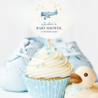 Adesivo Airplane Baby Shower Whimsical Boy Baby Welcome 