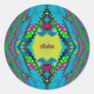 Adesivo AISHA ~ Preto Rosa Azul e Amarelo Fractal ~ Classe