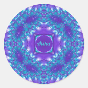 Adesivo AISHA ~ WOW BONITO 3D! Aquamarinho, Roxo e Branco 
