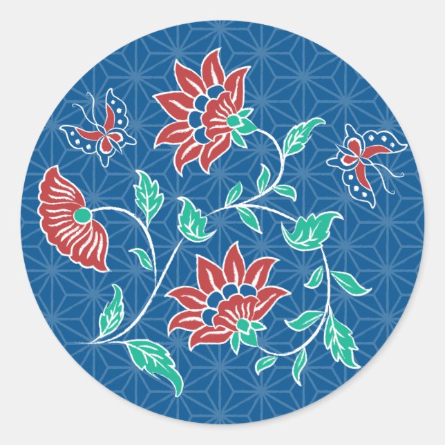 Adesivo Aiyana Floral Batik Round Sticker (Frente)