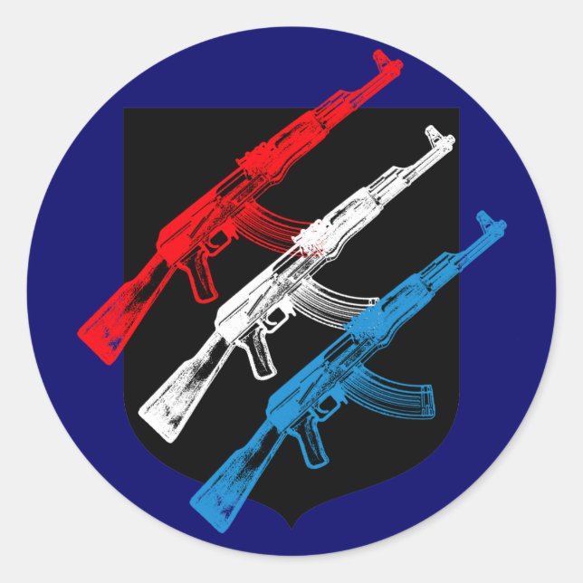 Adesivo AK 47, Vermelho, Branco e Azul (Frente)