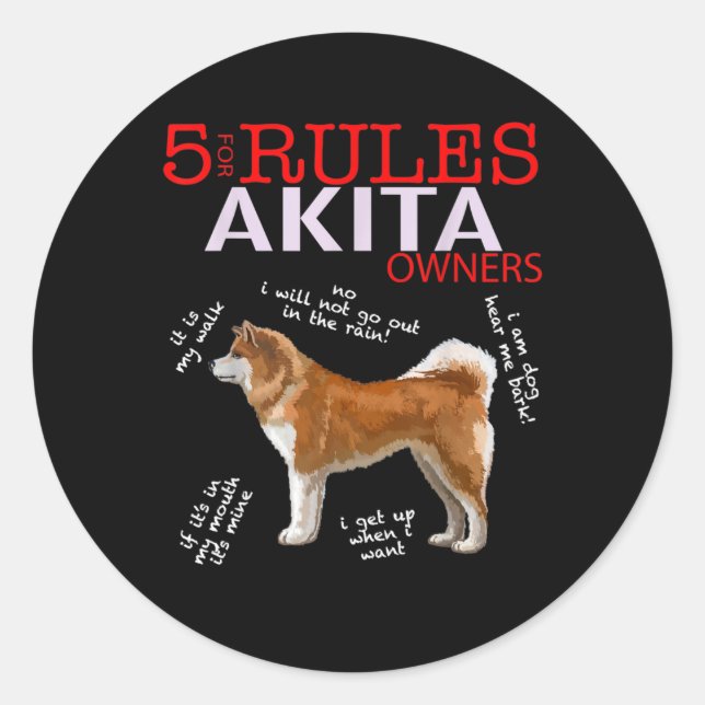Adesivo Akita Dog | 5 Regras Akita Dog Owner (Frente)