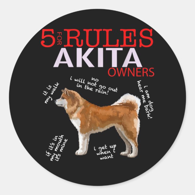 Adesivo Akita Dog | 5 Regras Akita Dog Owner (Frente)