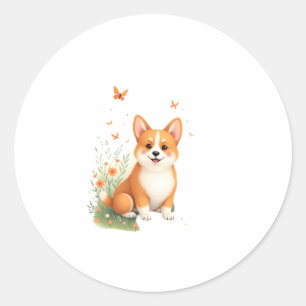 Adesivo Akita Dog com Flor e Borboleta T Shirt