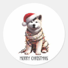 Adesivo Akita Dog Embalado À Luz De Natal