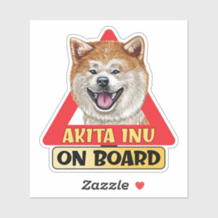 Adesivo Akita Inu No Sinal De Tráfego Do Triângulo Vermelh