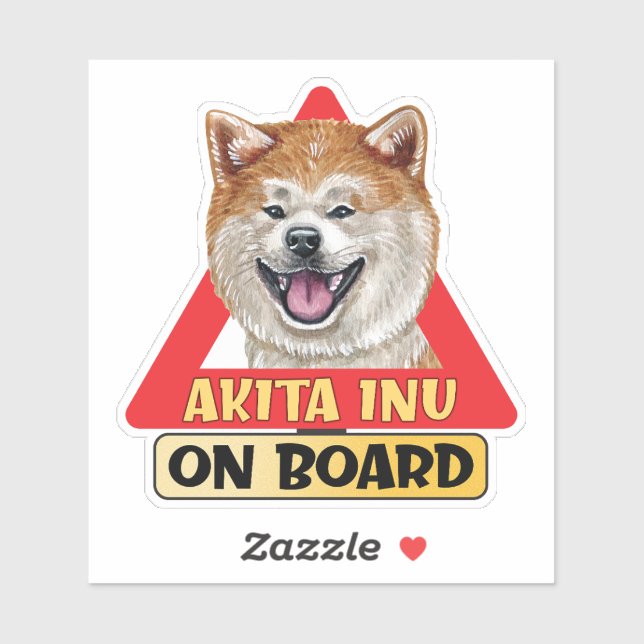 Adesivo Akita Inu No Sinal De Tráfego Do Triângulo Vermelh (Folha)