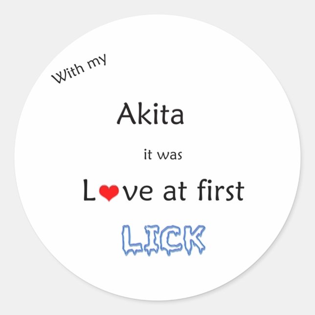 Adesivo Akita Love no First Lick Sticker (Frente)
