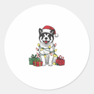 Adesivo Akita Xmas Lighting Santa Hat Akita Natal