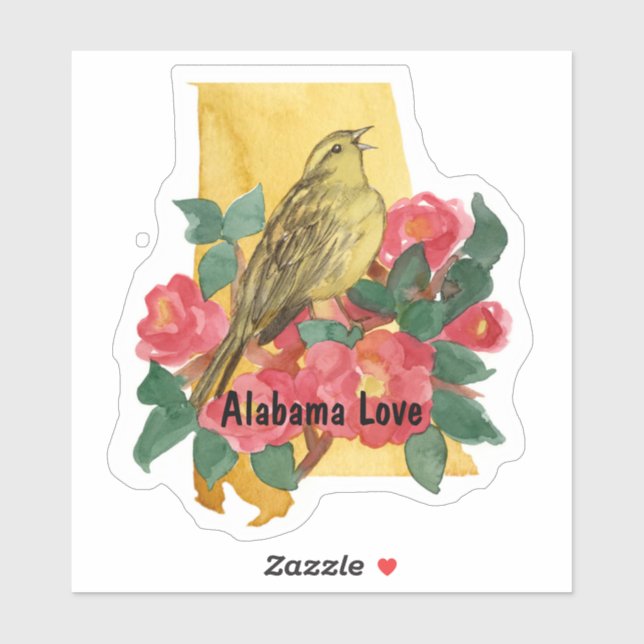 Adesivo Alabama Love Yellowhammer Pink Camellia Flower (Folha)