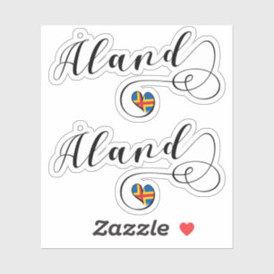 Adesivo Åland Heart Flag, Ilhas Aland, Finlândia