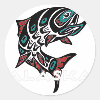 Adesivo Alaska Salmon Pesca Nativo - Indígenas Americano T