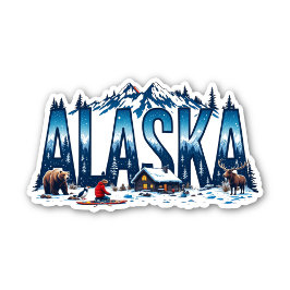Adesivo Alaska Wilderness Sticker | Winter Cabin Landscape