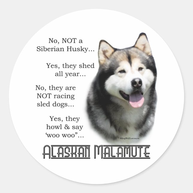 Adesivo Alaskan Malamute FAQ Sticker (Frente)