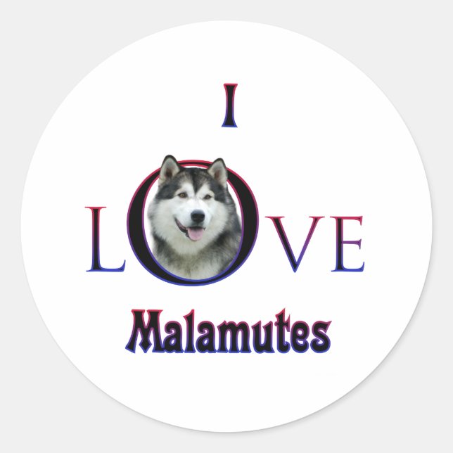 Adesivo Alaskan Malamute I Love (Frente)