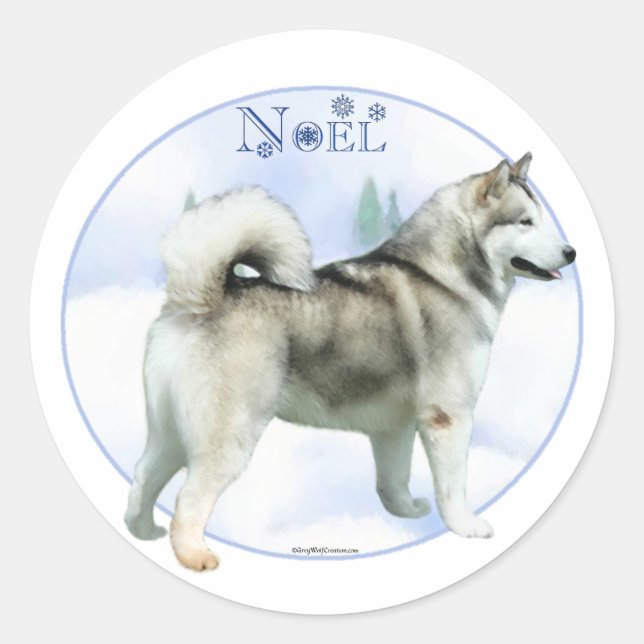 Adesivo Alaskan Malamute Noel - Sticker (Frente)