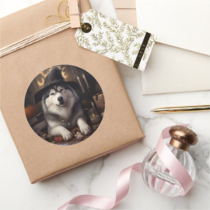 Adesivo Alaskan Malamute Pumpkins Halloween Scary