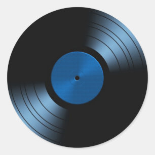 Adesivo Álbum gravado retro de vinil no azul