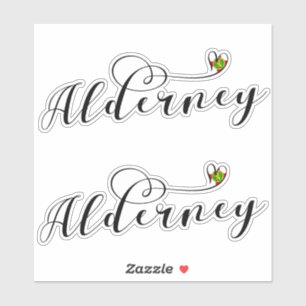 Adesivo Alderney Flag Heart, Ilhas do Canal