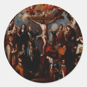 Adesivo Alegoria da Crucificação com Santos Jesuítas 
