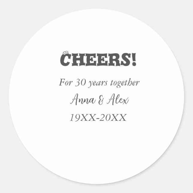 Adesivo Alegra-se a 30 anos juntos, aniversários, adicione (Frente)